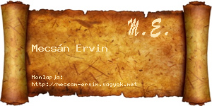 Mecsán Ervin névjegykártya